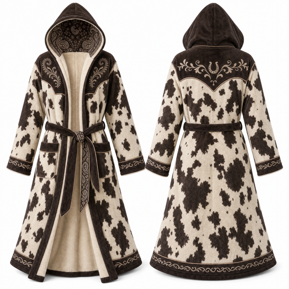 Chocolate-trim robe with soft lining and tie belt